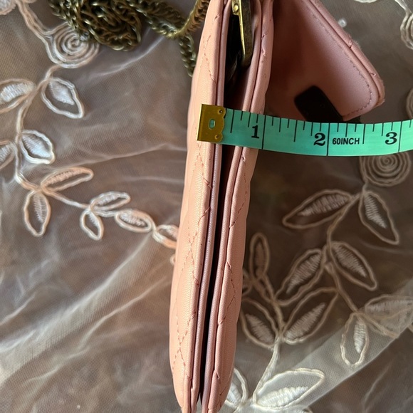 Elegant Pink Quilted Crossbody Passport and iPhone Case w/Chain Strap - Picture 10 of 13